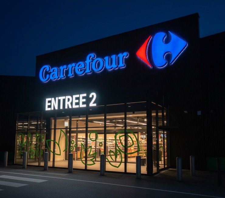 Enseigne lumineuse Carrefour