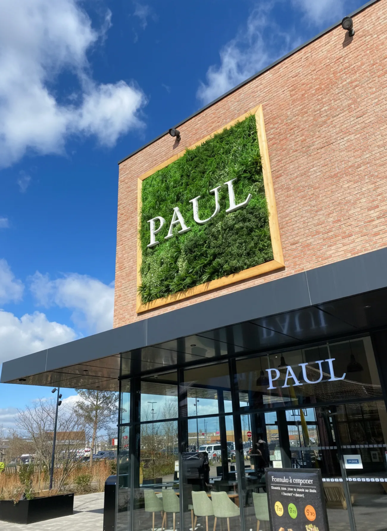 Enseigne et mur végétal Paul